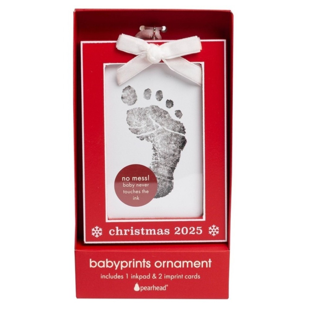 Pearhead Babyprints Photo Ornament Newborn Baby Handprint Footprint DoubleSided